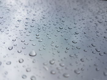 Full frame shot of raindrops on glass