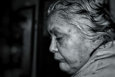 Close-up of depressed senior woman