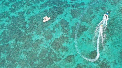 High angle view of water skier