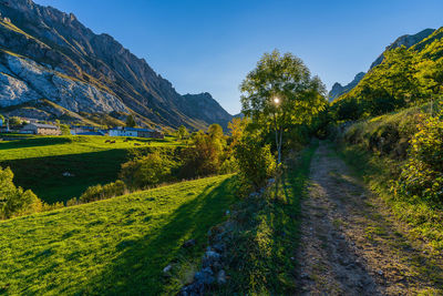 View of the town of valle de lago in the somiedo natural park in asturias 