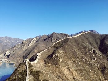 Scenic view of mountains against clear sky