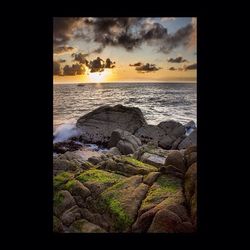 Scenic view of sea at sunset