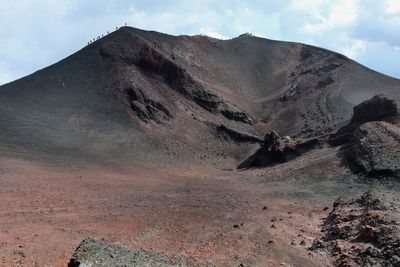 Scenic view of volcanic landscape against sky