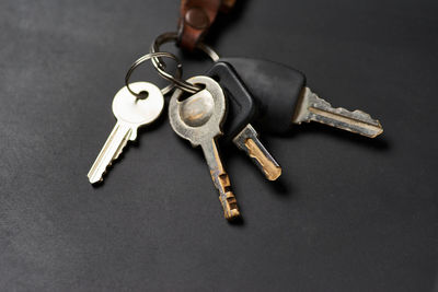 High angle view of keys on table