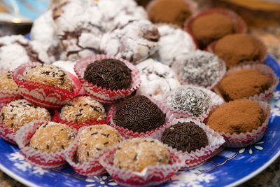 Close-up of various fruits for sale in market