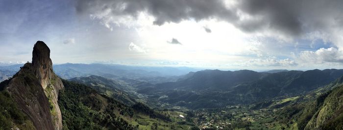 Panoramic view of mountains against sky