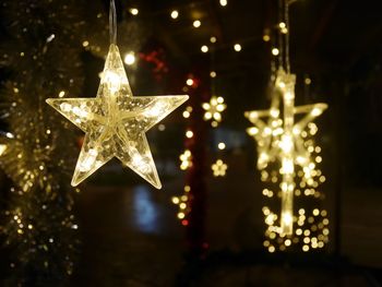 Illuminated christmas tree at night