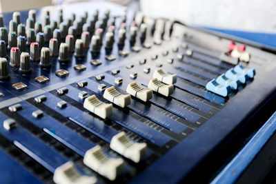 High angle view of piano keys