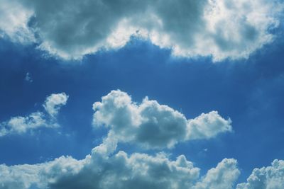 Low angle view of clouds in blue sky