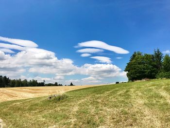 Scenic view of land against sky