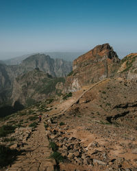 Scenic view of mountains against clear sky