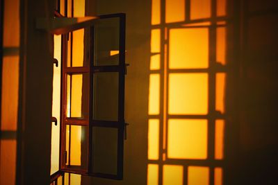 Close-up of window in dramatic sunlight