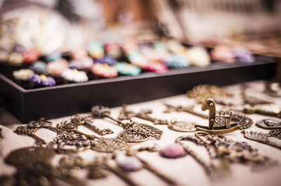 Close-up of antique jewelry