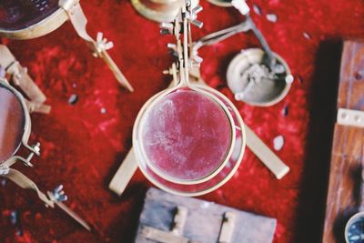 Close-up of red clothes hanging