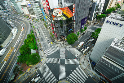 High angle view of city street