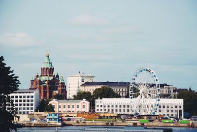 View of ferris wheel in city