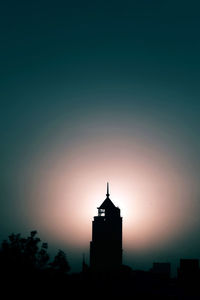 Silhouette of building against sky during sunset