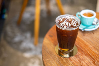 Close-up of coffee cup on table