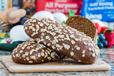 Close-up of bread on table