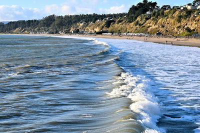 Sea waves rushing towards shore