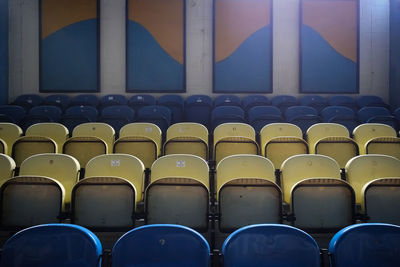Empty chairs in row
