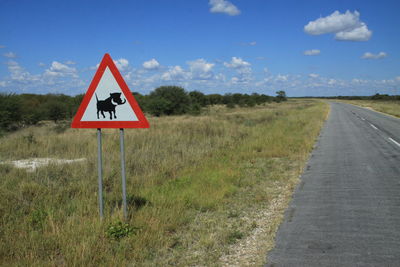 Road sign - beware of warthogs in namibia