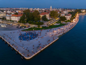 High angle view of buildings in city