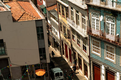 High angle view of buildings in city