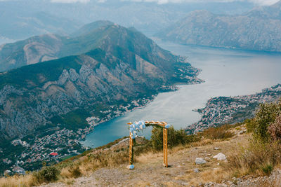 High angle view of mountain against sky