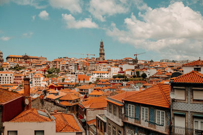 High angle view of townscape against sky