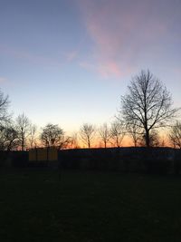 Silhouette of bare trees against sky