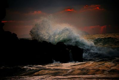 Water splashing on rocks