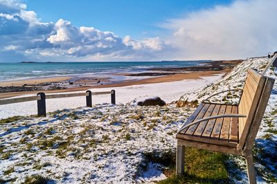 Scenic view of beach against sky