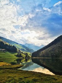 Scenic view of lake against sky