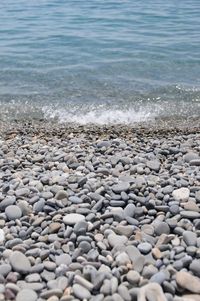 Surface level of stones on beach