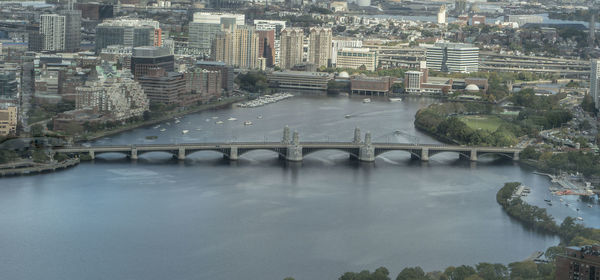 High angle view of bridge over river