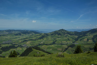 Scenic view of mountains against sky