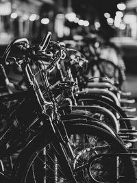 Close-up of bicycle parked in parking lot
