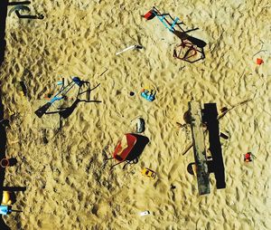 Leaves on sand at beach