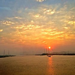 Scenic view of sea at sunset