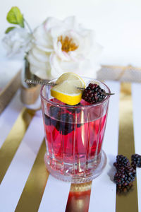 Close-up of drink in glass on table