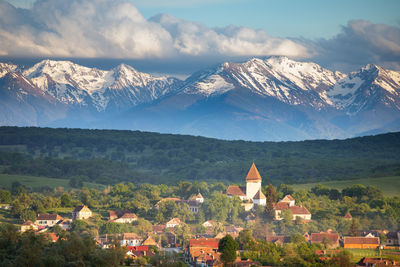 Spring landscape of the transylvanian saxon village, hosman