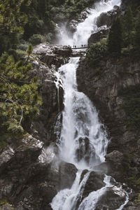 View of waterfall in forest