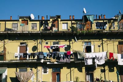 Low angle view of buildings against sky