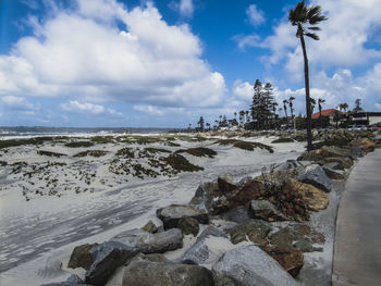 Scenic view of beach against sky