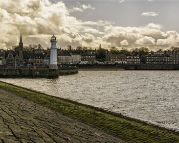 River against cloudy sky