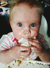 Close-up portrait of cute baby girl