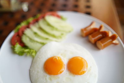 Close-up of breakfast served on table