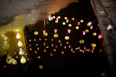 Close-up of illuminated water at night