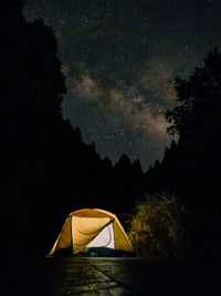 Tent against sky at night